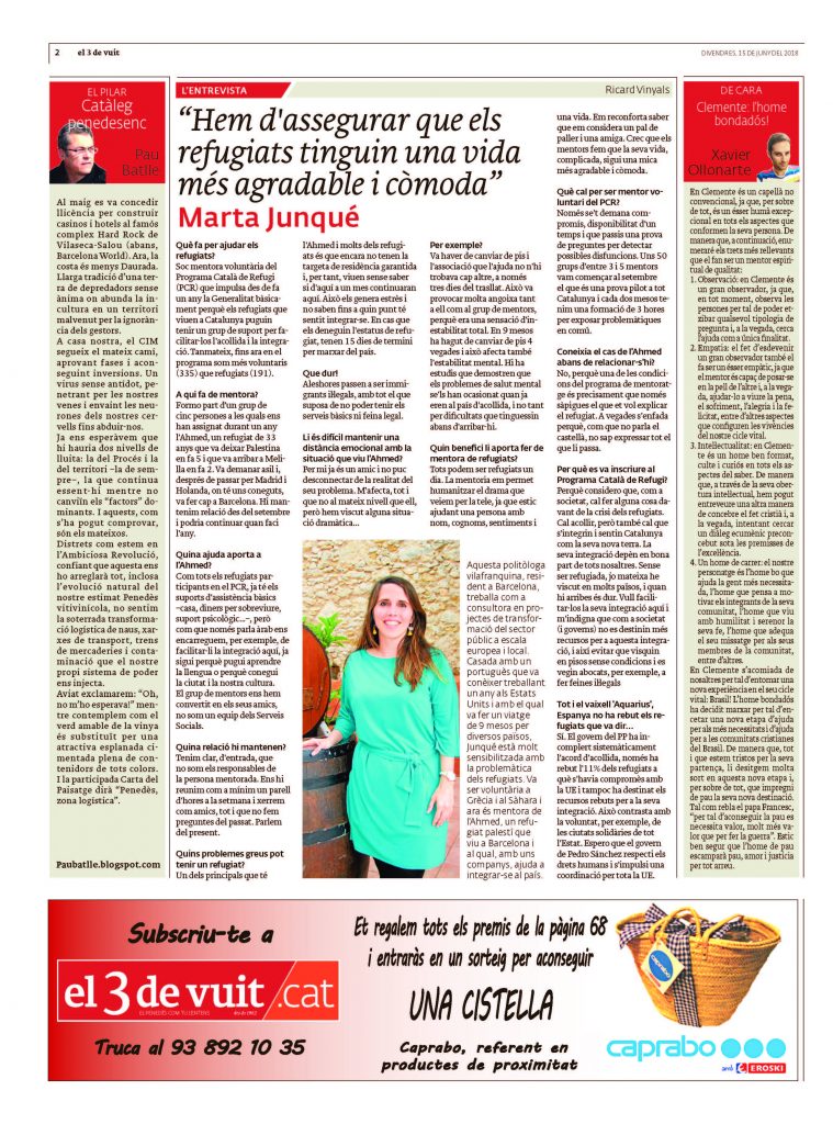 Entrevista a Marta Junqué (promoció Camí) per la seva tasca humanitària